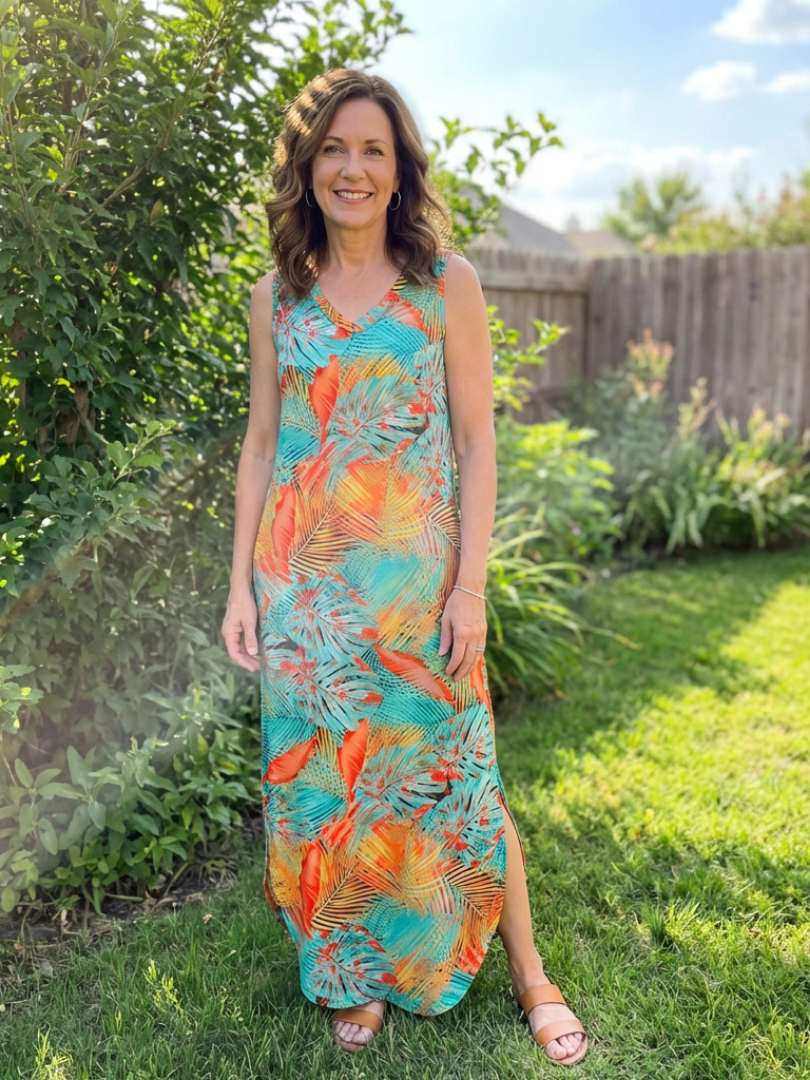 Liora | Robe maxi sans manches à décolleté en V avec poches