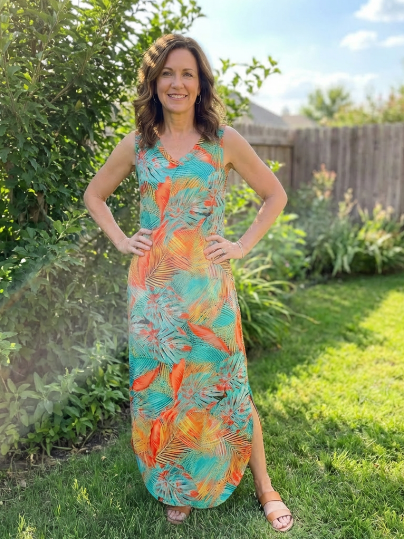 Liora | Robe maxi sans manches à décolleté en V avec poches