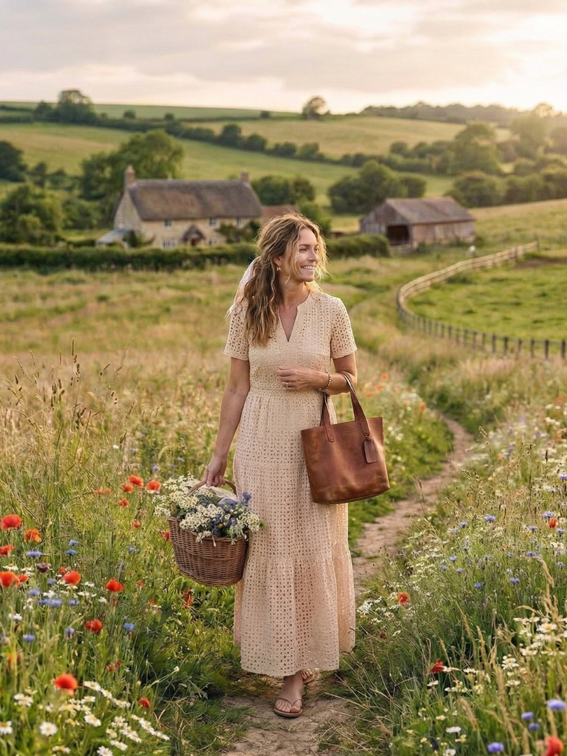 Odelisse | Robe midi à manches courtes avec empiècements en dentelle