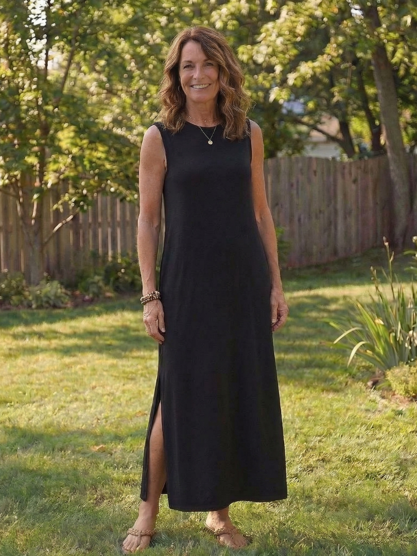 Zorina | Robe midi sans manches avec poches et fente latérale