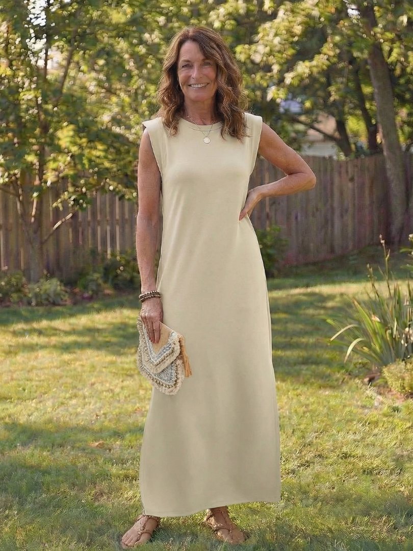 Zorina | Robe midi sans manches avec poches et fente latérale