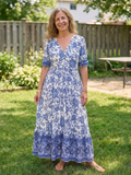 Calandra | Robe midi à manches courtes et décolleté en V à fleurs