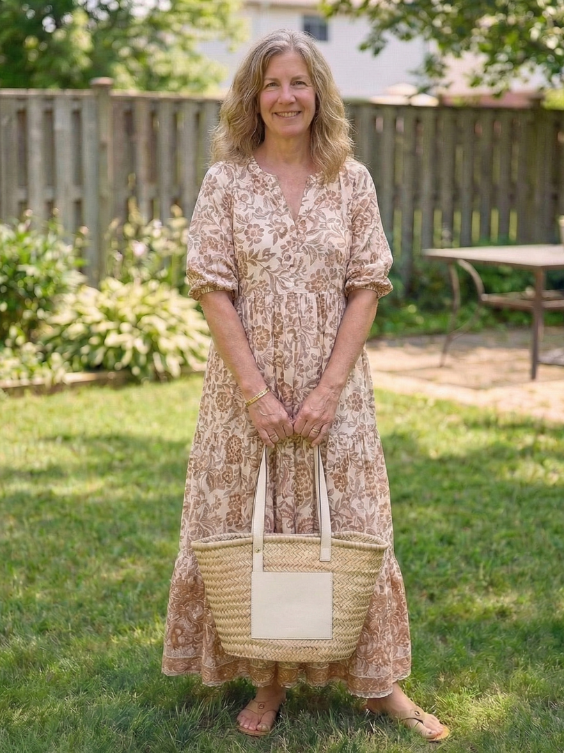 Calandra | Robe midi à manches courtes et décolleté en V à fleurs