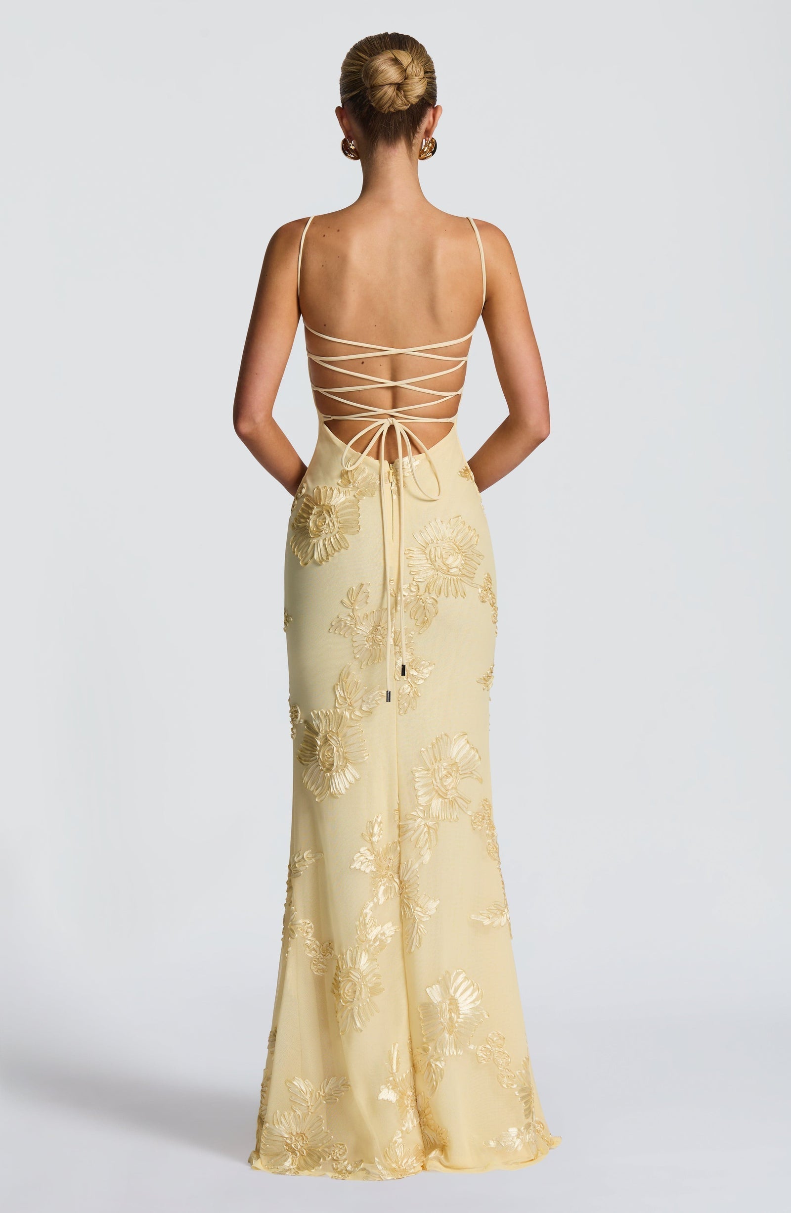 Robe Maxi Corset Invité de Mariage en Jacquard Floral