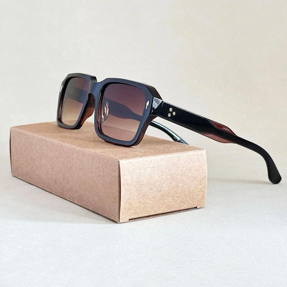 Lunettes de Soleil Carrées de Luxe Rétro Protection UV400 Monture Épaisse Unisexe