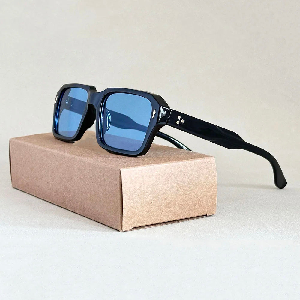 Lunettes de Soleil Carrées de Luxe Rétro Protection UV400 Monture Épaisse Unisexe