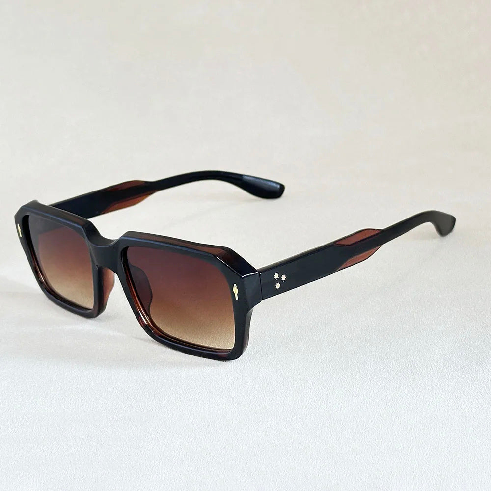 Lunettes de Soleil Carrées de Luxe Rétro Protection UV400 Monture Épaisse Unisexe