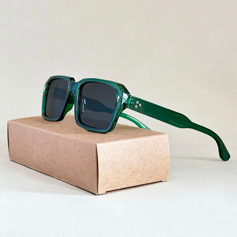 Lunettes de Soleil Carrées de Luxe Rétro Protection UV400 Monture Épaisse Unisexe