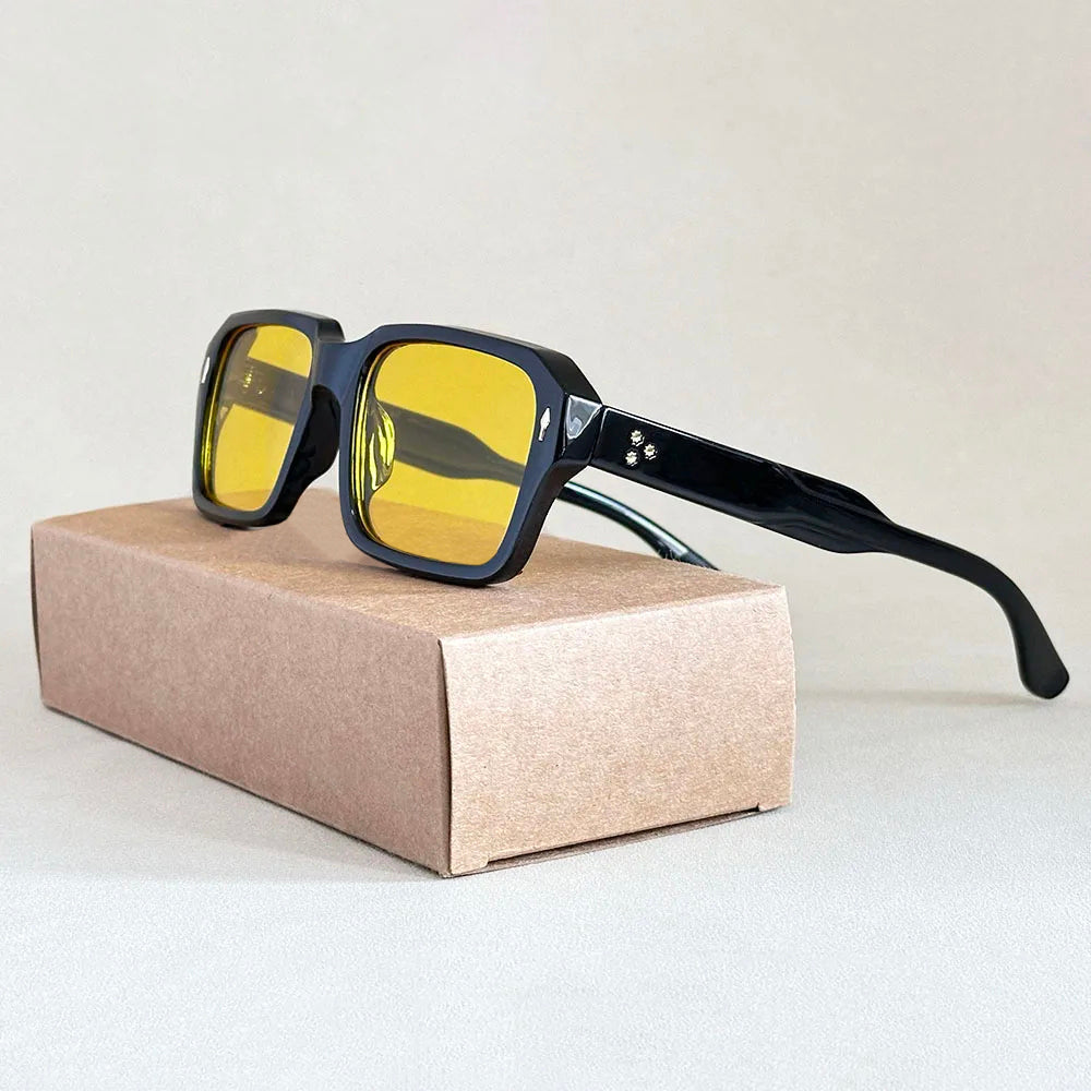 Lunettes de Soleil Carrées de Luxe Rétro Protection UV400 Monture Épaisse Unisexe