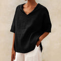 Top Femme | T-shirt Oversize à Manches Courtes avec Col en V et Col Rabattu