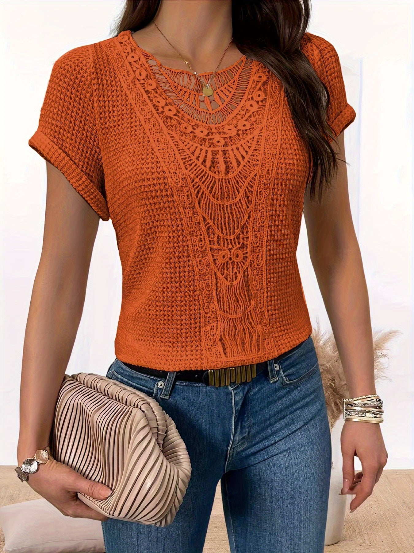 Top Femme | Détail en Dentelle & Style Féminin