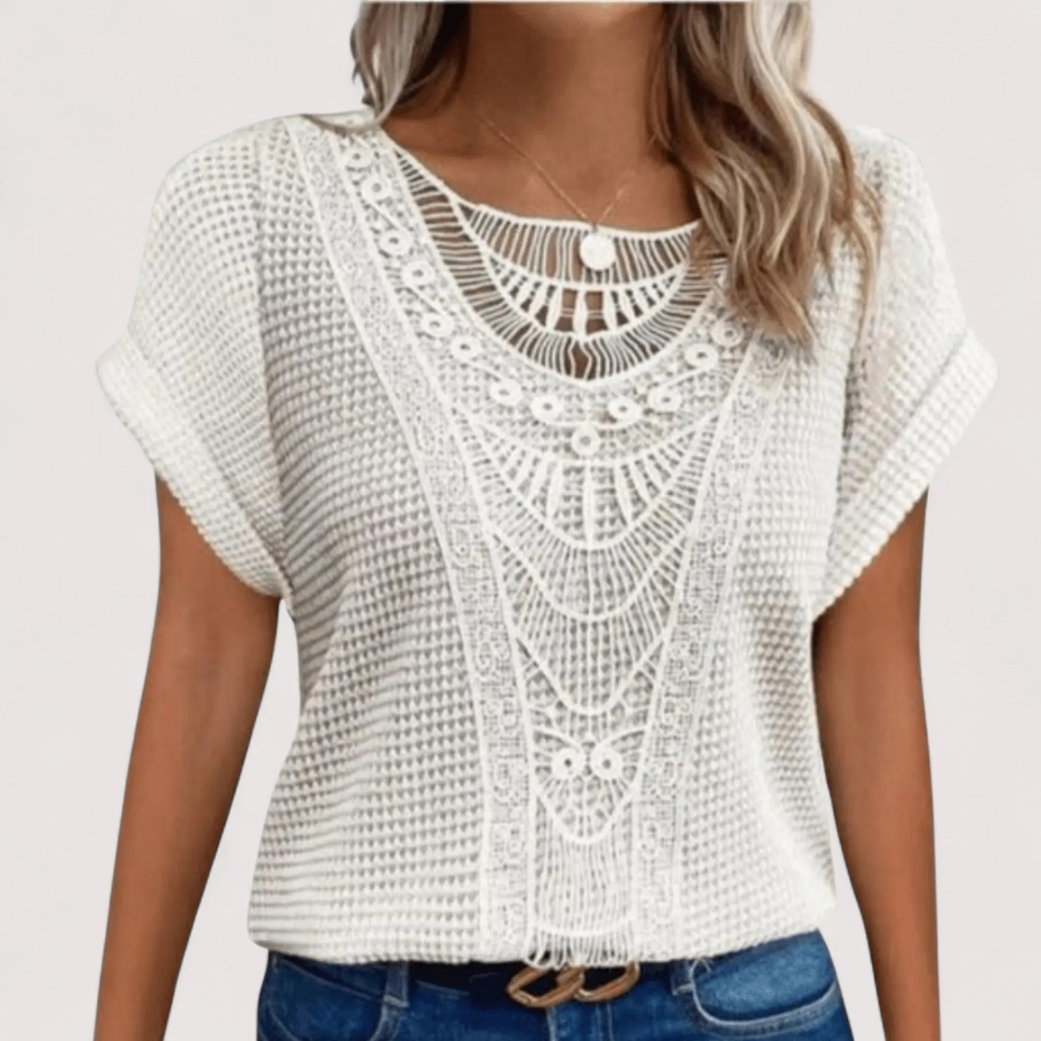 Haut Femme | Détail en Dentelle & Texture Waffle