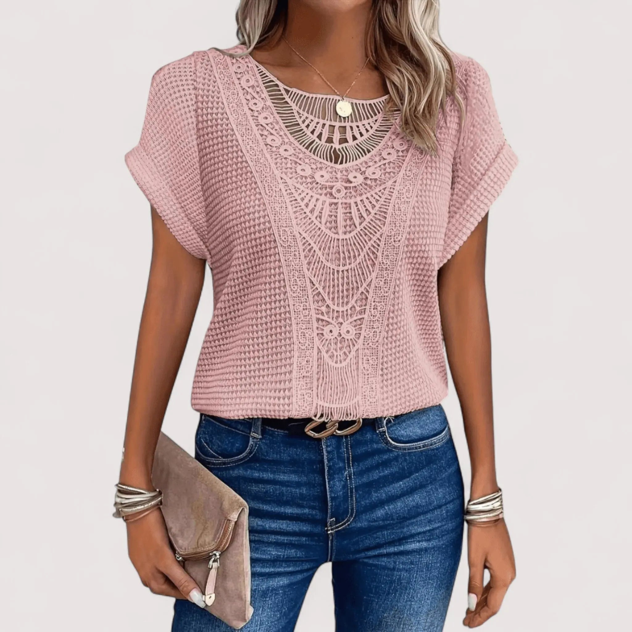 Haut Femme | Détail en Dentelle & Texture Waffle