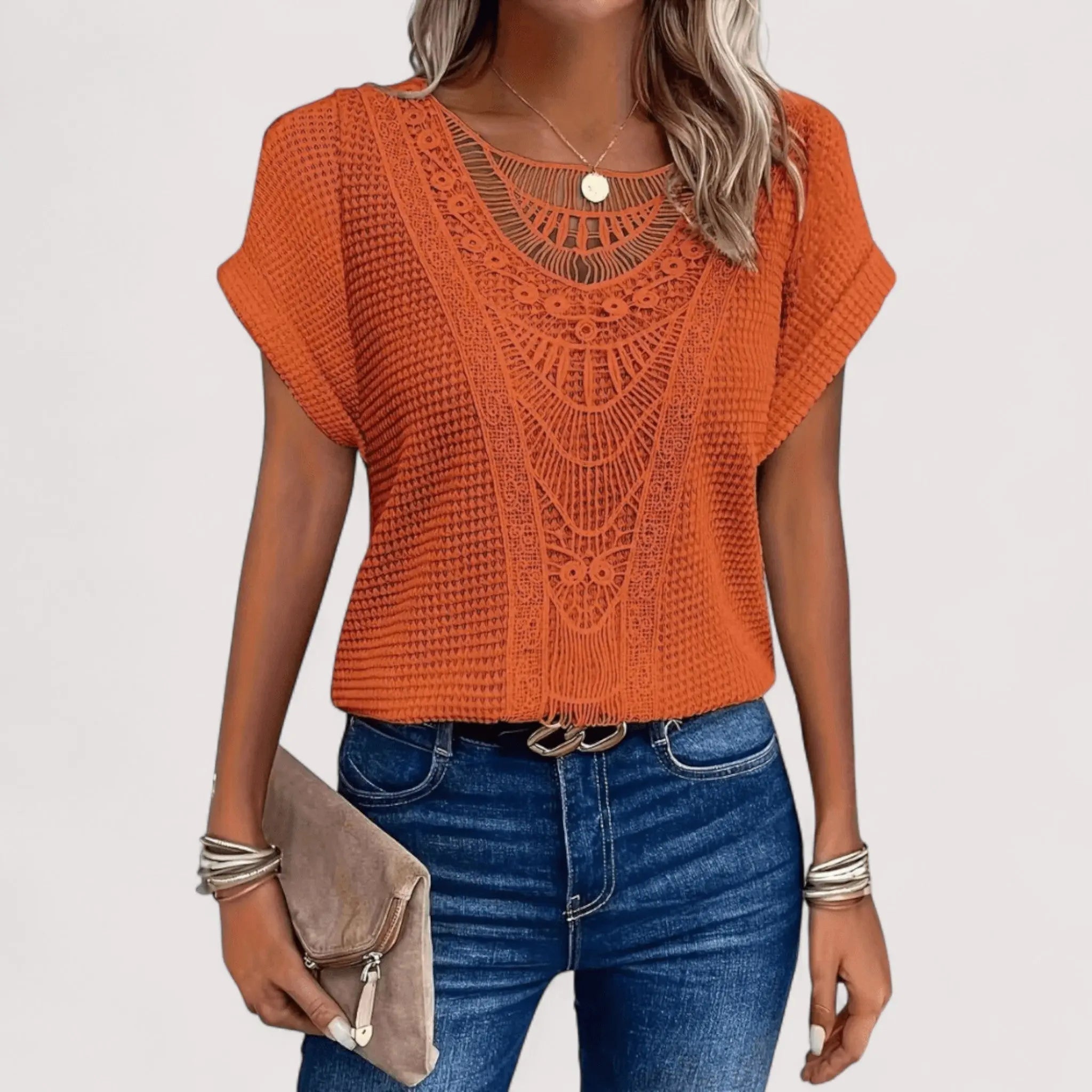 Haut Femme | Détail en Dentelle & Texture Waffle