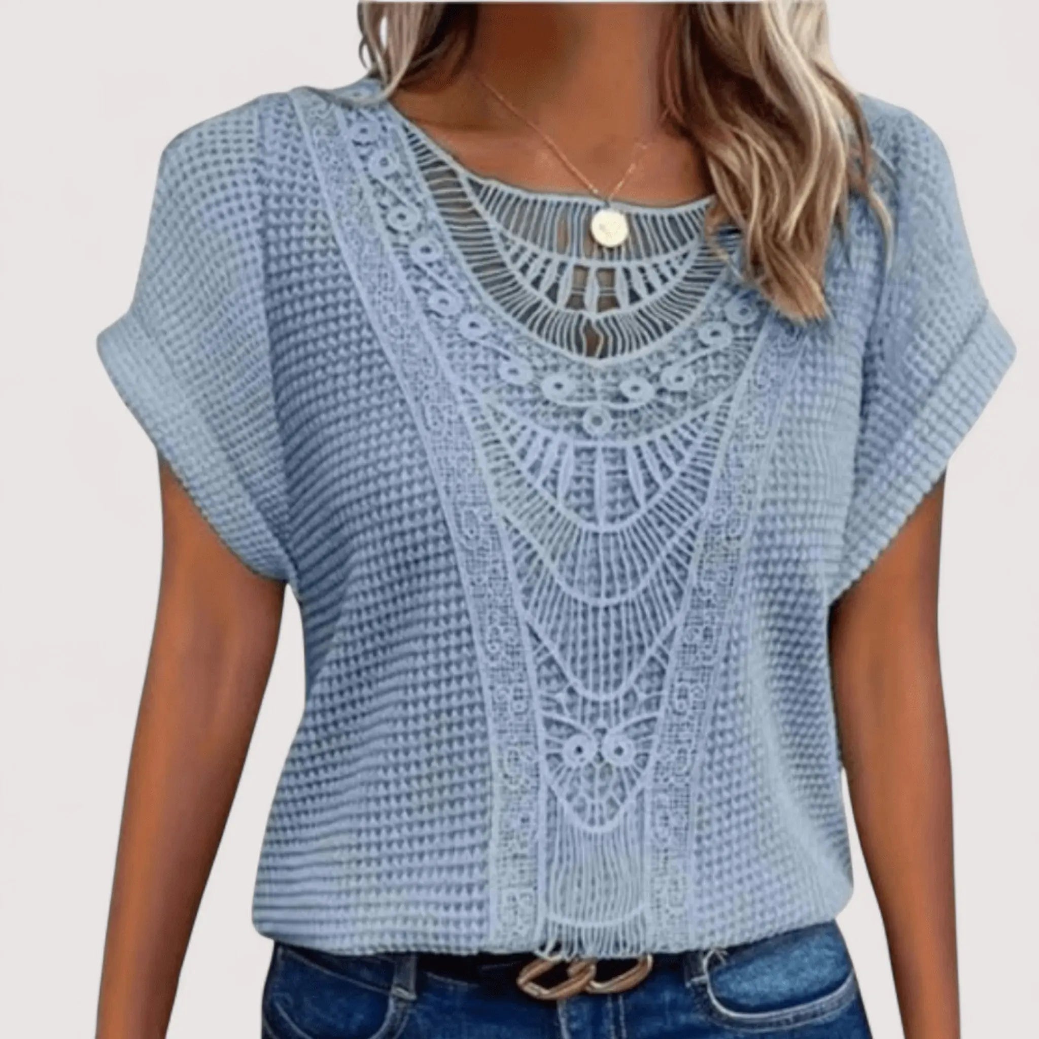 Haut Femme | Détail en Dentelle & Texture Waffle