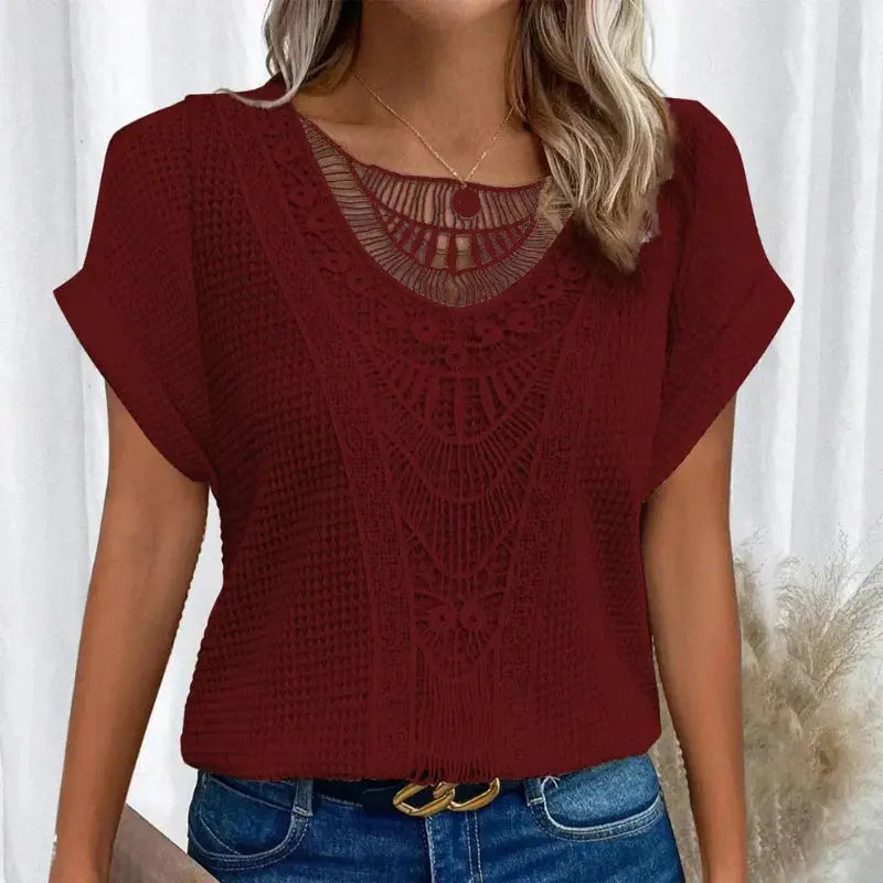 Haut Femme | Détail en Dentelle & Texture Waffle