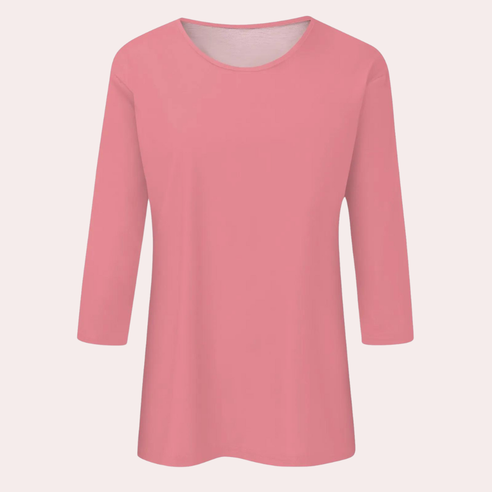 Haut Femme | T-shirt à manches trois-quarts doux & Basique col rond intemporel
