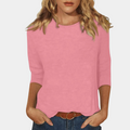 Haut Femme | T-shirt à manches trois-quarts doux & Basique col rond intemporel