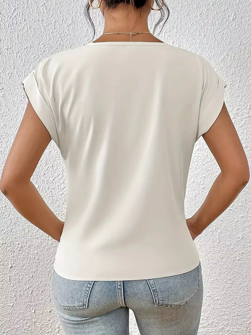 Top V Col Dames | Col en V & Détail Drapé