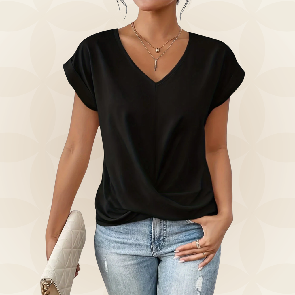 Top V Col Dames | Col en V & Détail Drapé