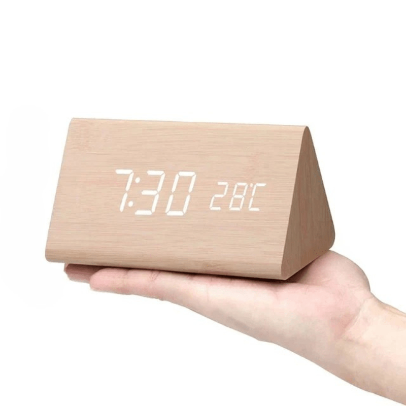 WoodSense Horloge LED en Bois – Commandée par la voix & Élégante pour chaque pièce