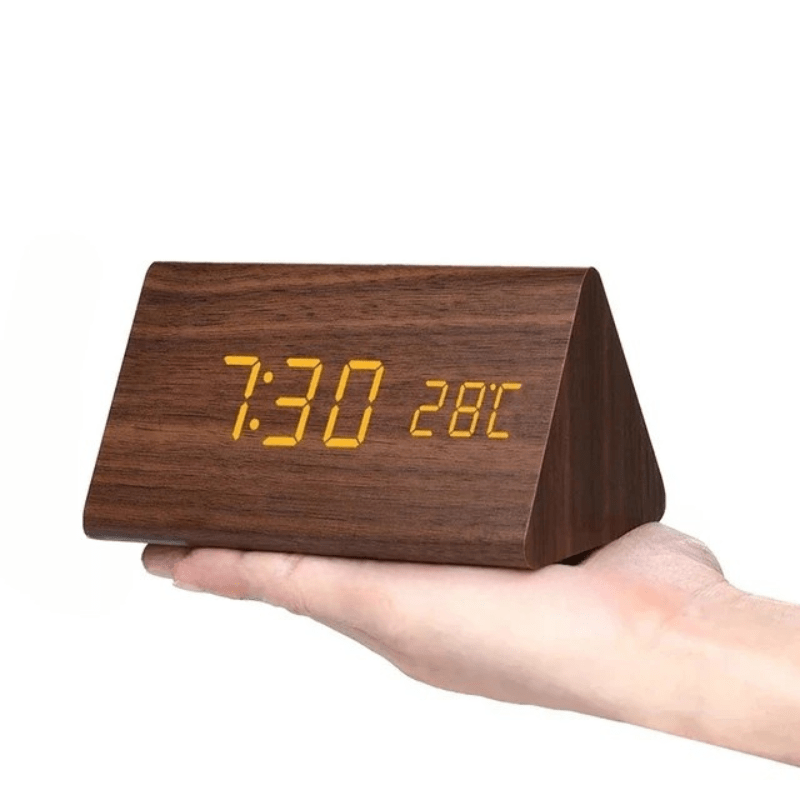 WoodSense Horloge LED en Bois – Commandée par la voix & Élégante pour chaque pièce