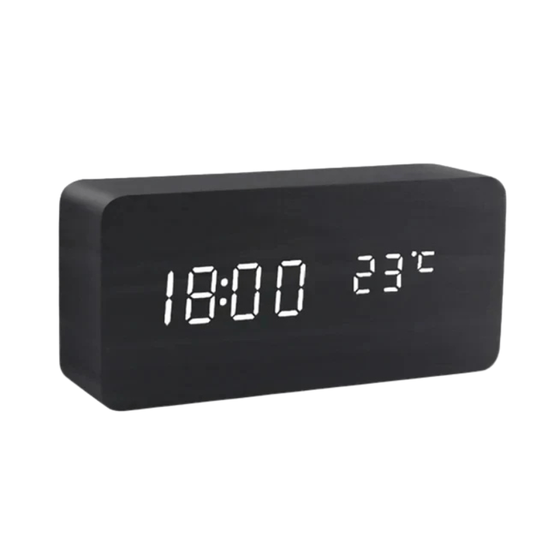 WoodSense Horloge LED en Bois – Commandée par la voix & Élégante pour chaque pièce