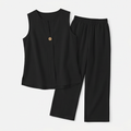 Lunavia – Ensemble en Lin Sans Manches pour Femmes avec Pantalon à Jambes Larges