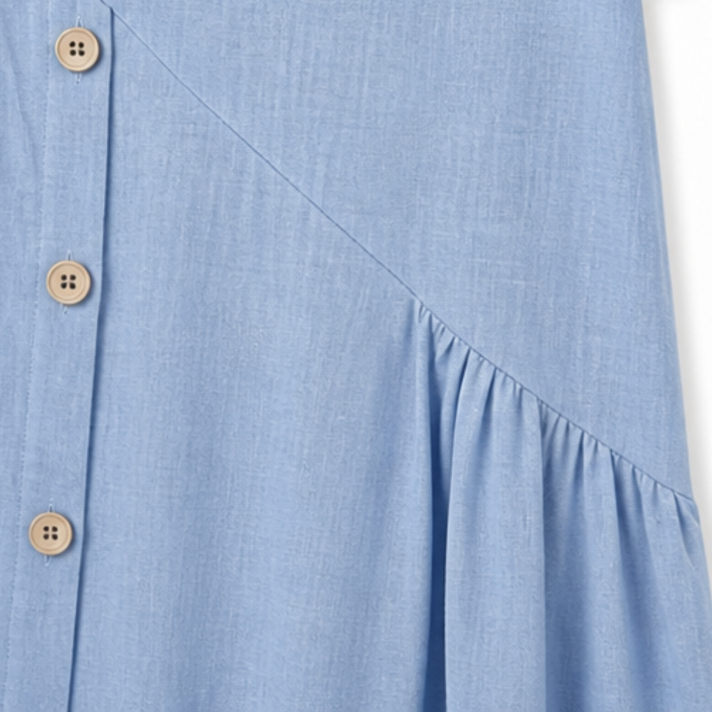 Lunavia – Robe midi asymétrique en coton-lin pour femmes