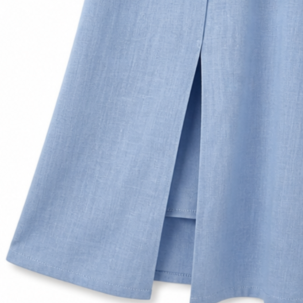 Lunavia – Robe midi asymétrique en coton-lin pour femmes