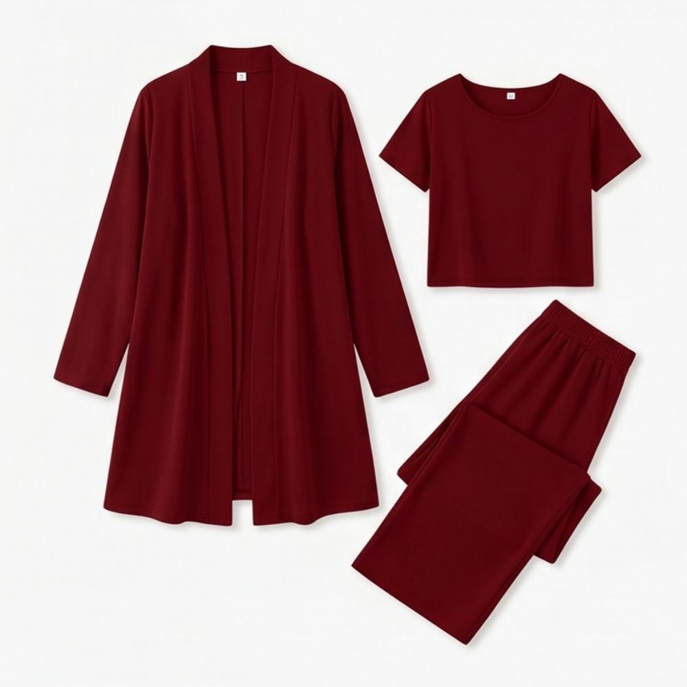 Maevelle – Ensemble Élégant 3 Pièces pour Femmes avec Cardigan Drapé