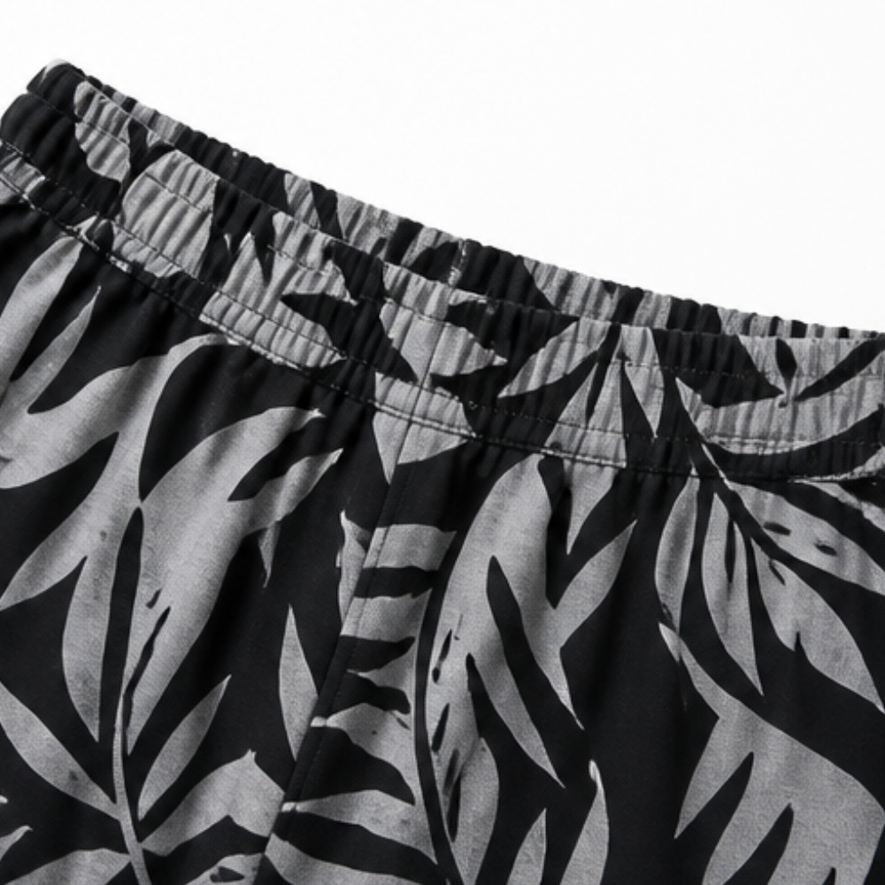 Lark & Palm – Ensemble top à col en V pour femmes et pantalon large à imprimé feuilles
