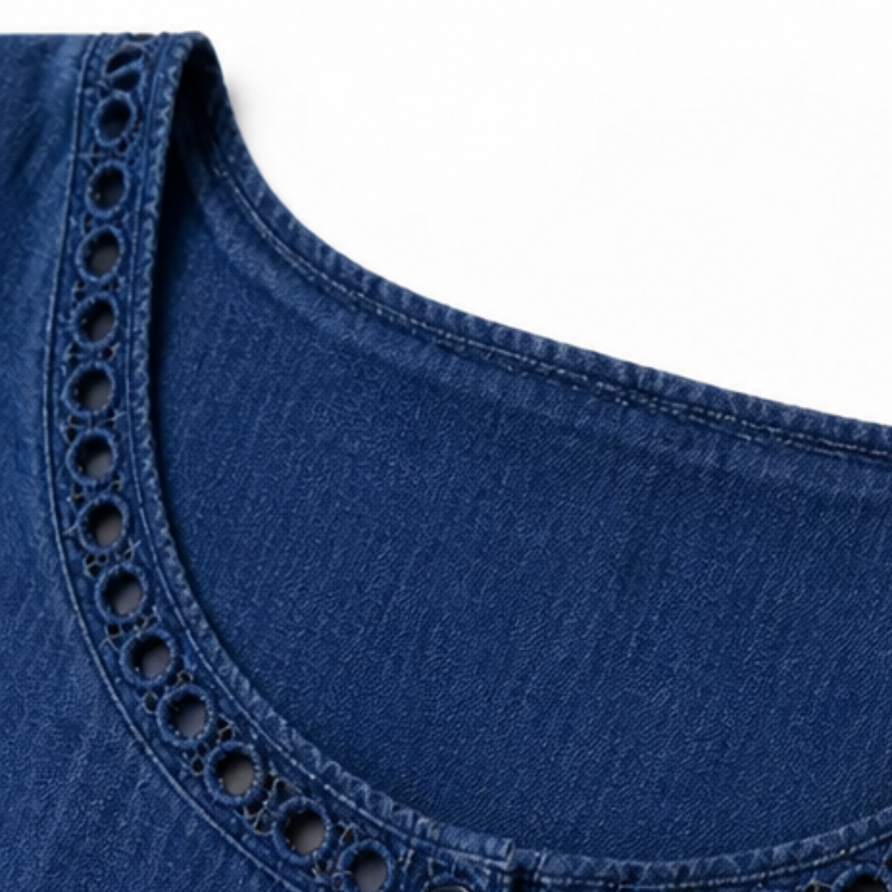 Lunavia – Robe Midi en Lin avec Détails en Broderie