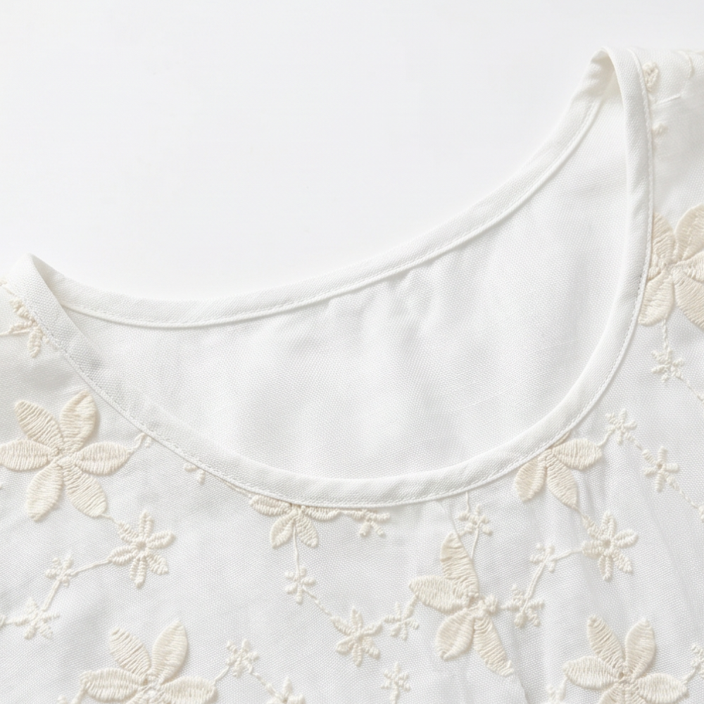 Floralé – Blouse à volants en broderie florale pour femmes