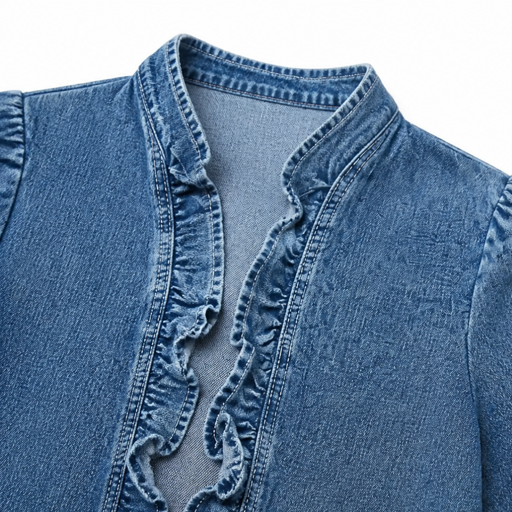 Maelyn – Veste en denim à volant ouverte