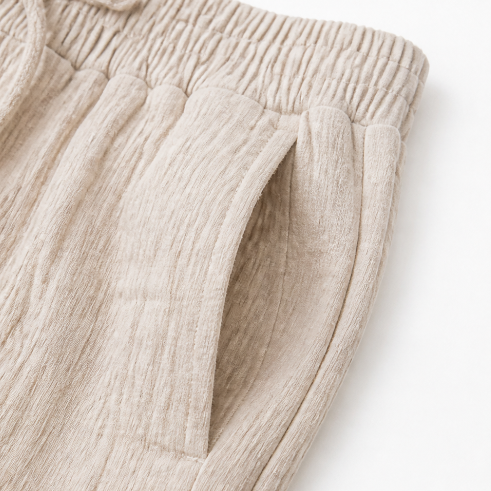 Brisella – Shorts Bermuda froissés avec taille à cordon de serrage et poches