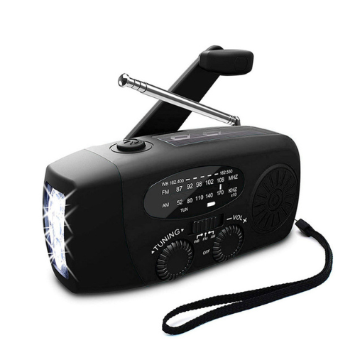 Radio d'Urgence Autonome – Manivelle, Solaire, Lampe de Poche & Batterie Externe – Radio FM/AM, Indispensable en Cas de Catastrophes et d'Urgences