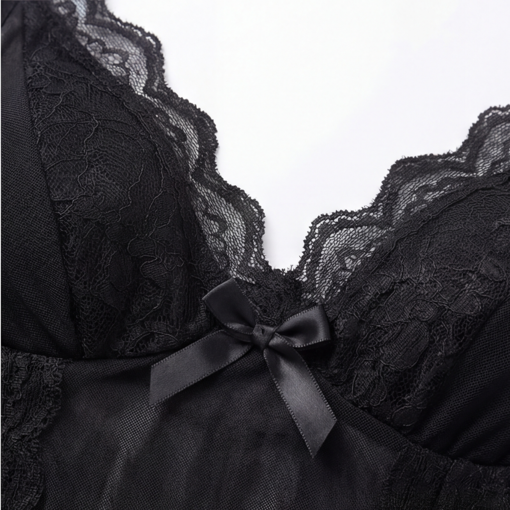 Veloure – Nuisette en dentelle et mesh longueur sol