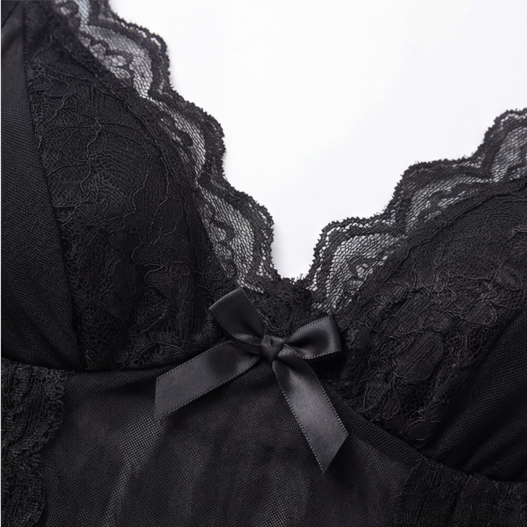 Veloure – Nuisette en dentelle et mesh longueur sol