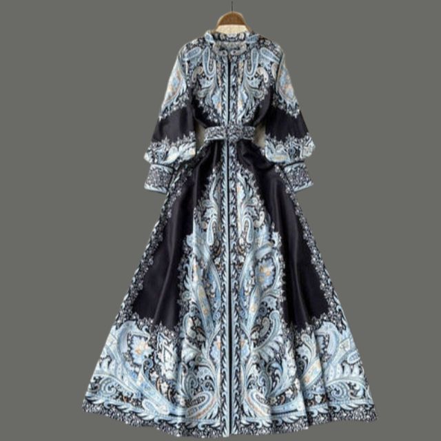 Robe A-ligne avec ceinture et motif floral