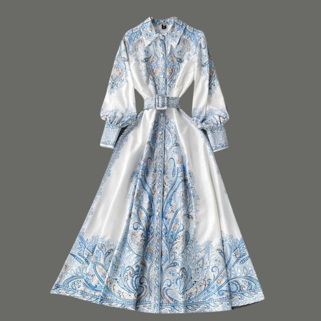 Robe A-ligne avec ceinture et motif floral