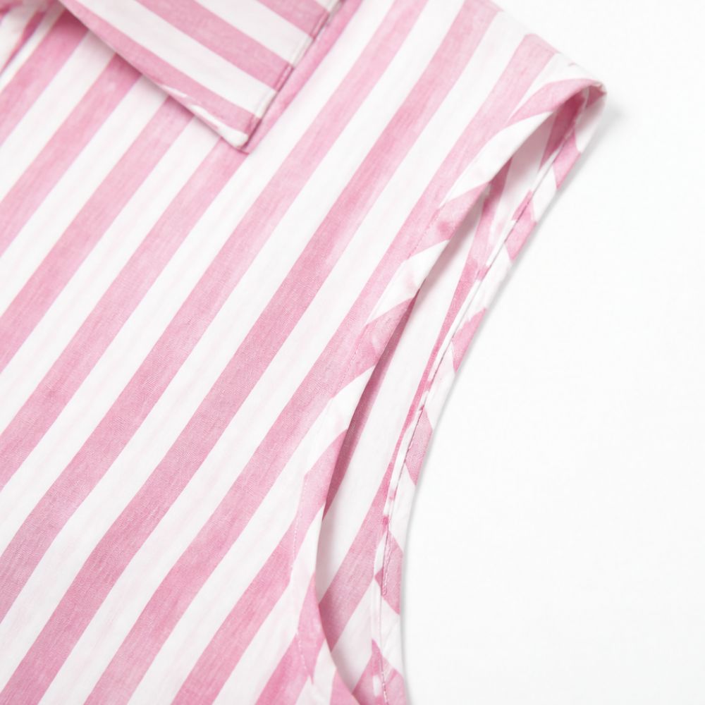 Marena – Robe chemise sans manches à rayures et décolleté en V pour l'été