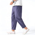 Pantalons Capri en Coton et Lin pour Homme avec Taille à Cordon Ajustable