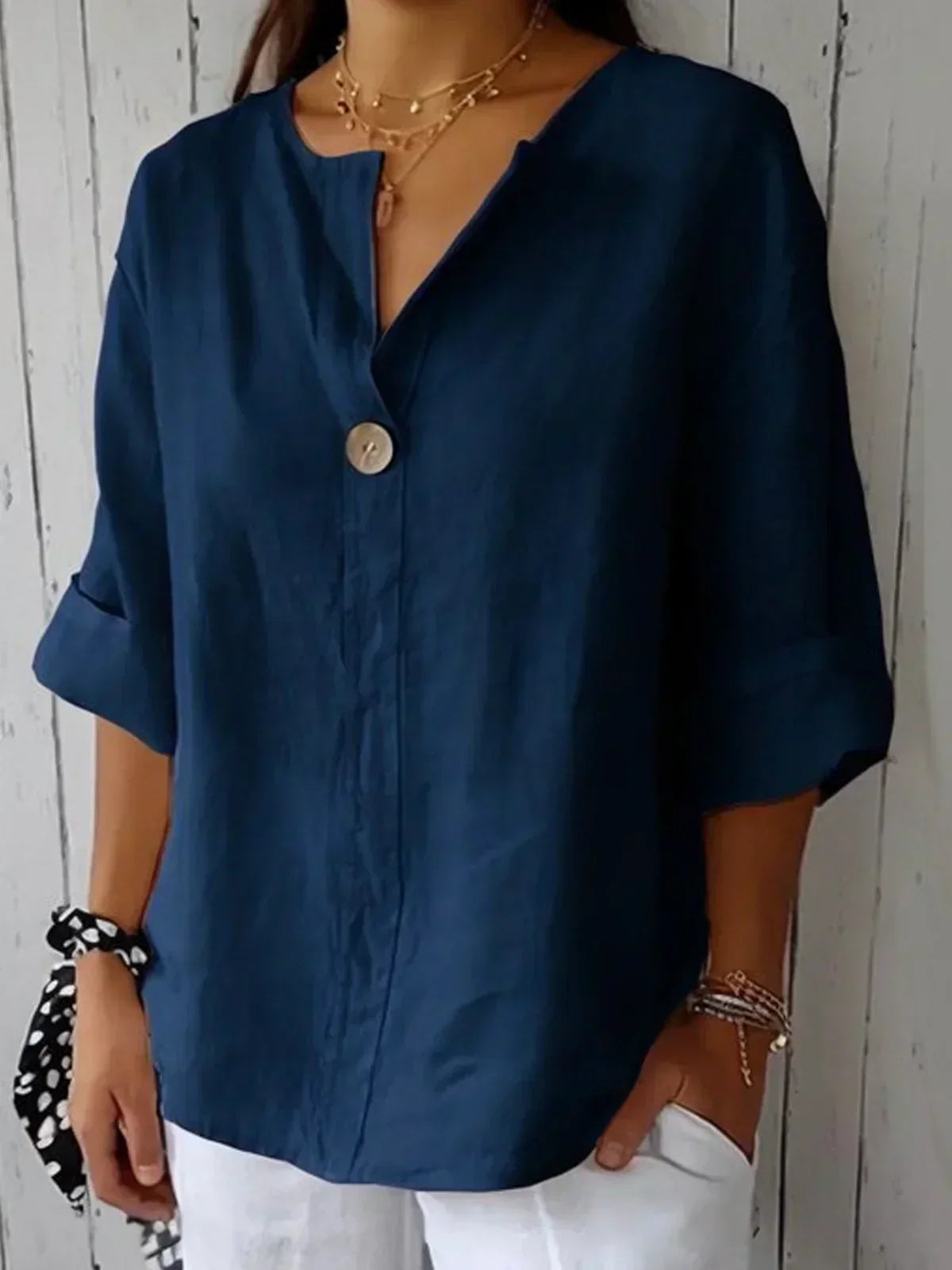 Blouse Femme à Décolleté en V | Décontractée & Élégante
