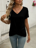 T-shirt Femme à Décolleté en V | Ourlet Twist & Haut à Manches Courtes Féminin