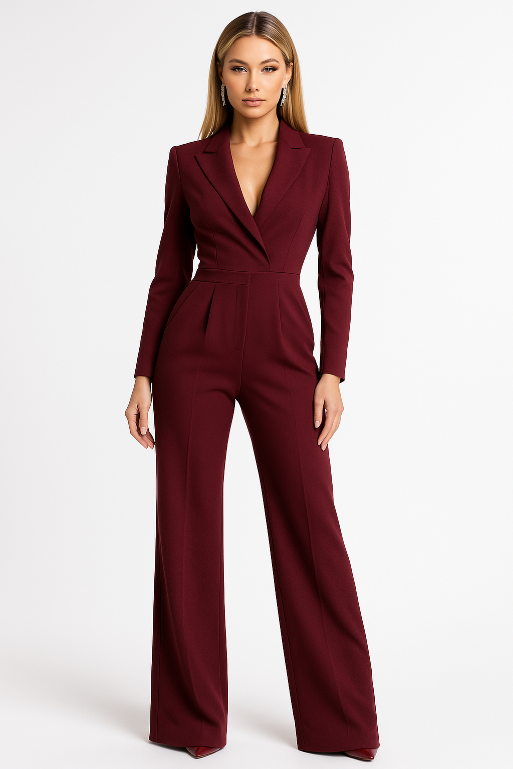 Combinaison Jumpsuit à Encolure en V et Jambes Larges