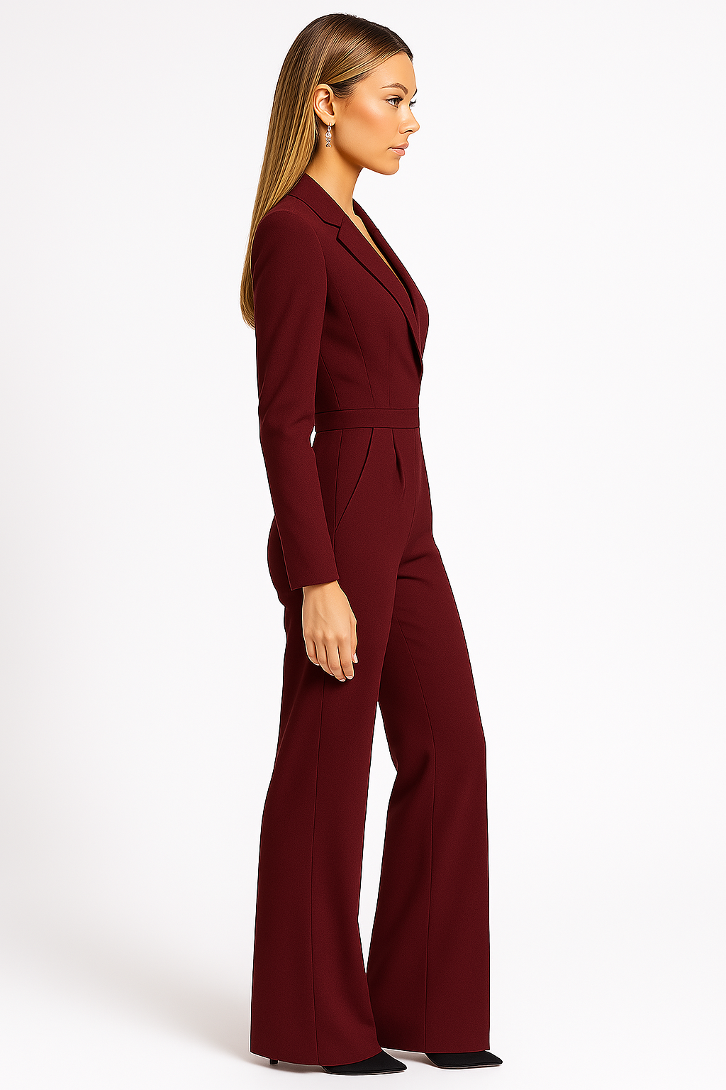 Combinaison Jumpsuit à Encolure en V et Jambes Larges