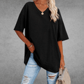 T-shirt à col en V pour femmes | Confort oversized et décontracté