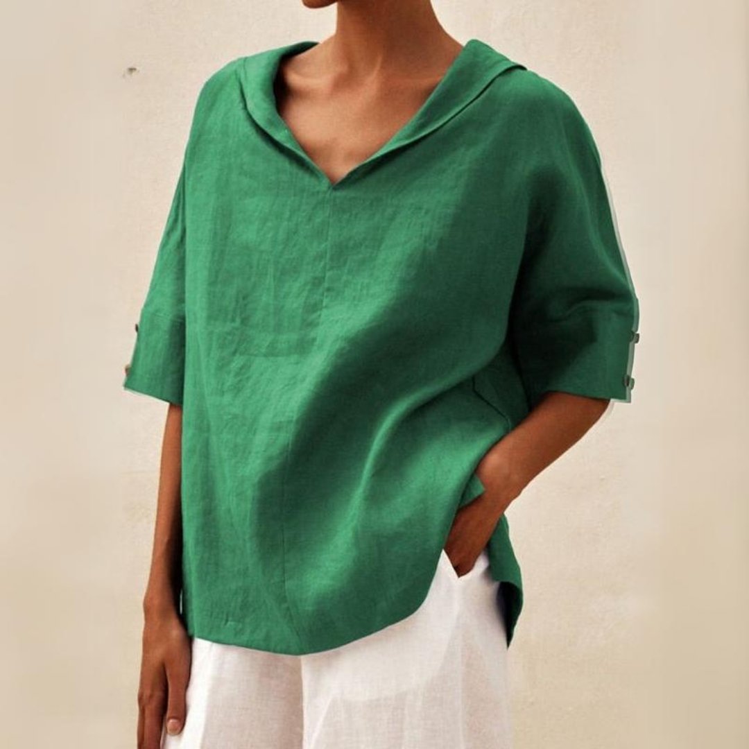 Chemise décontractée à col en V | Perle