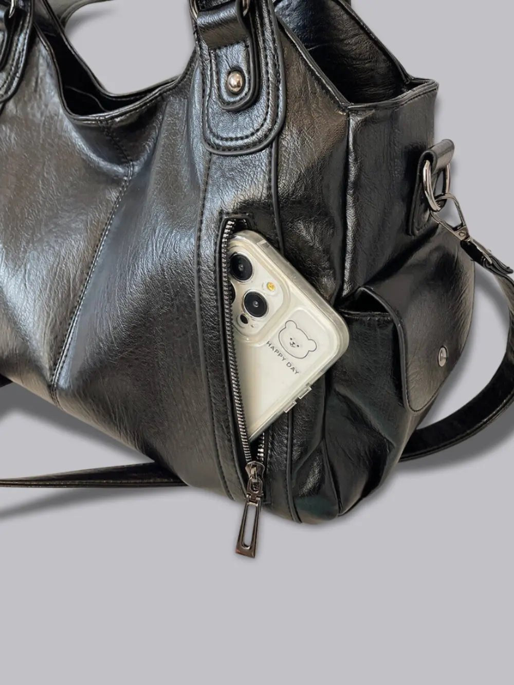 Sac à bandoulière en cuir à poches multiples
